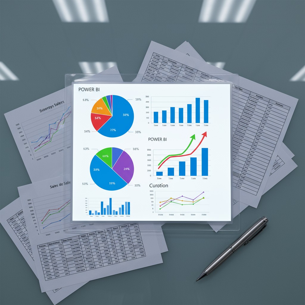 A flat lay of three sheets of paper with various spreadsheets on them, highlighting graphical data, stacked on each other ...